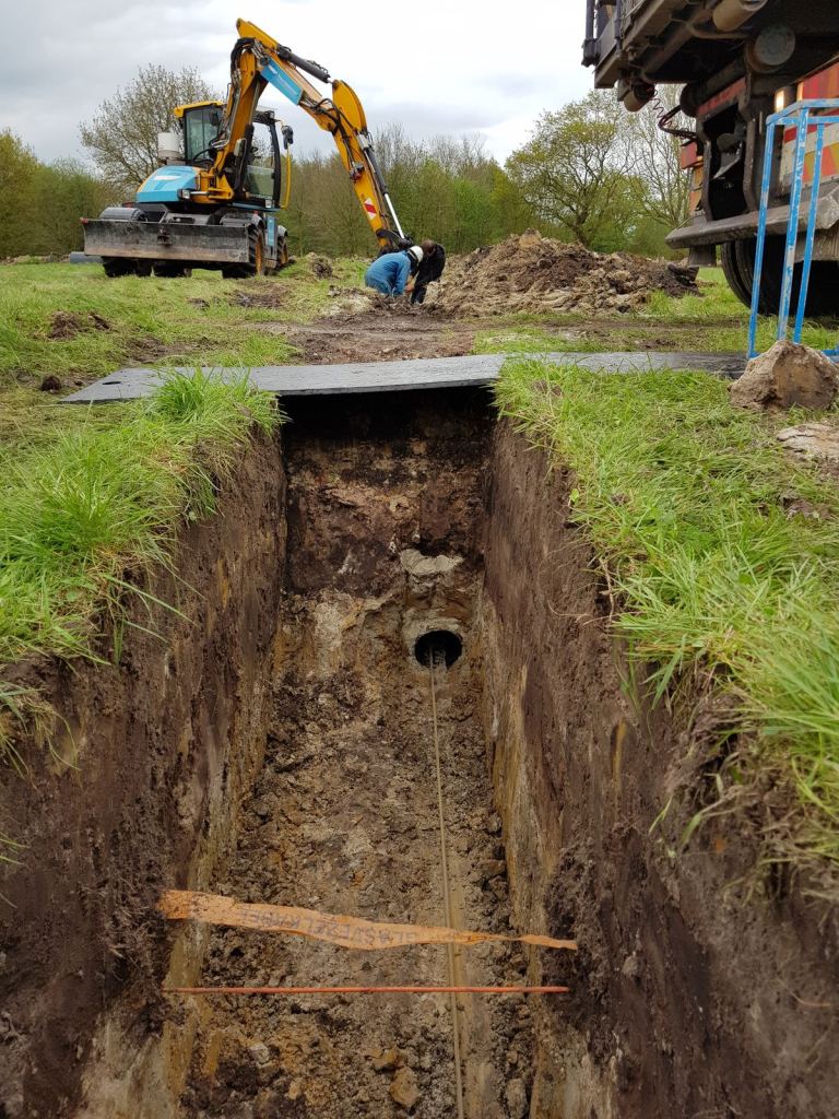 Graafmachine bij een ontgraven tracé